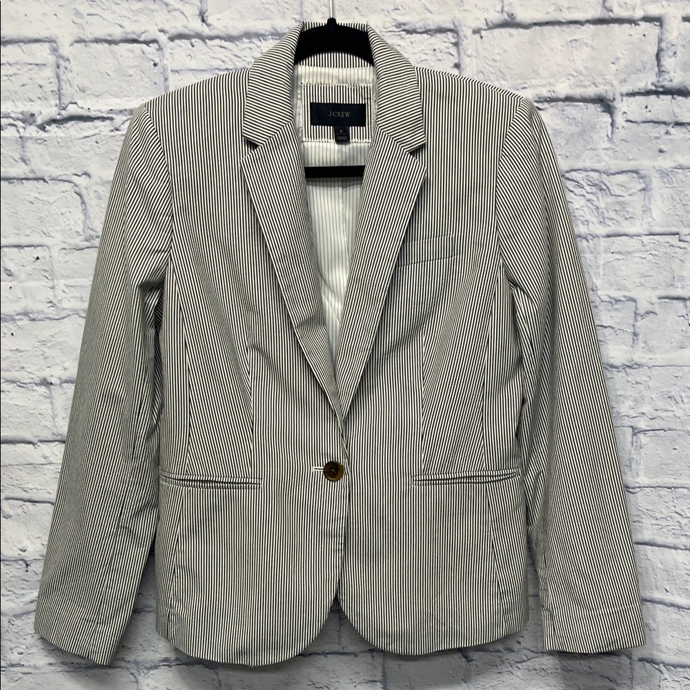 J. Crew Seersucker Navy/white Blazer